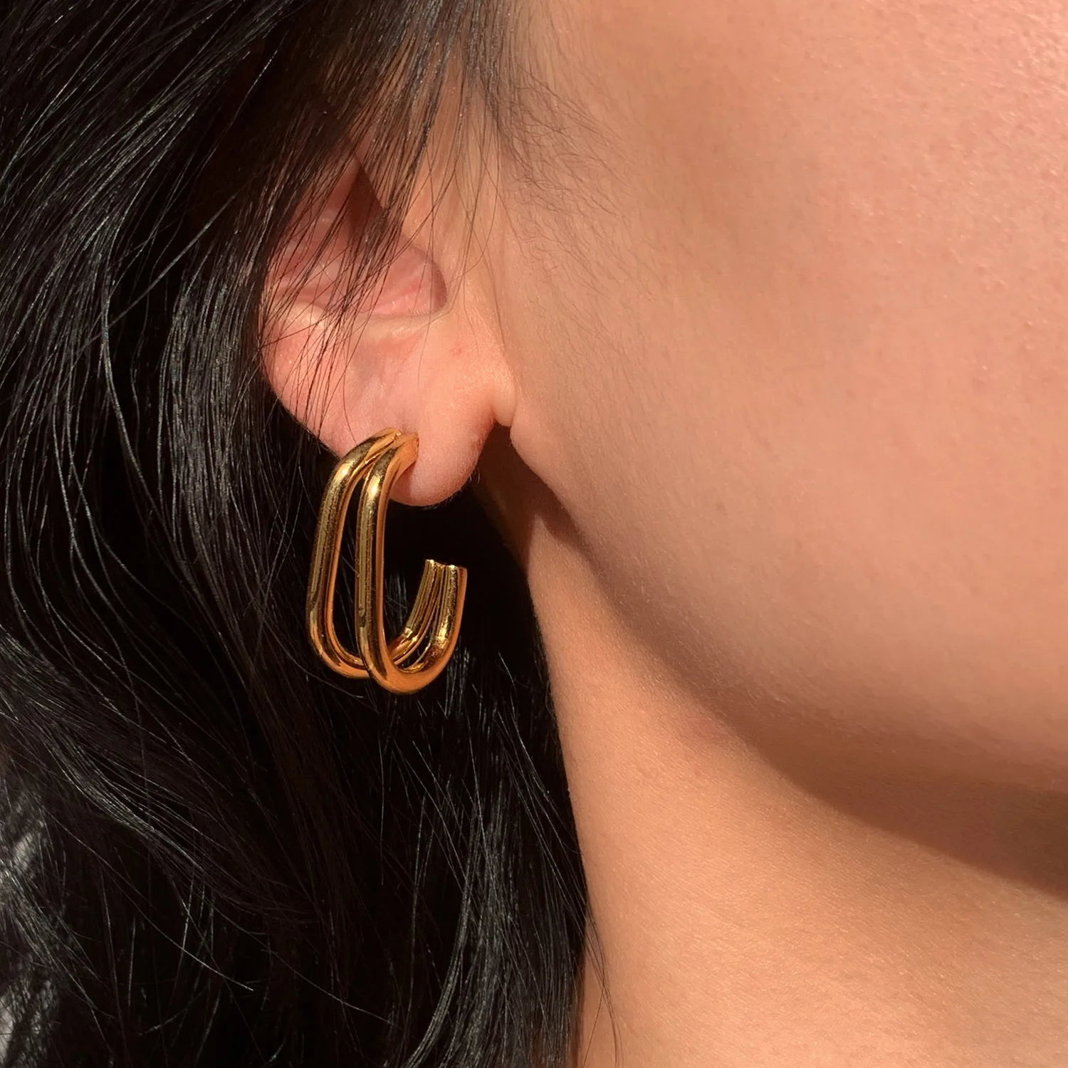 

Manufacturer custom jewelry non tarnish ear ring wholesale women gold plated stainless steel ear ring stud
