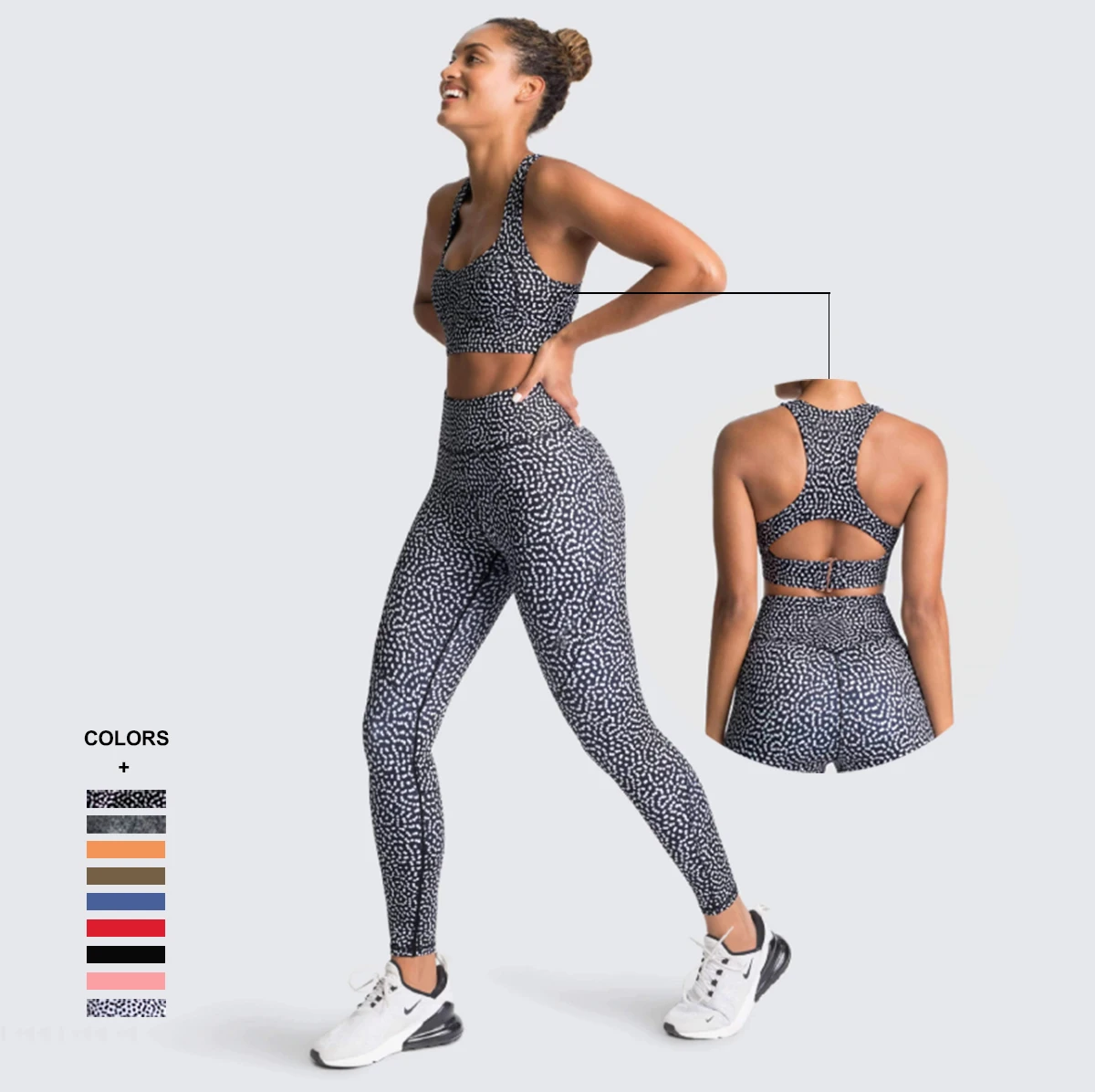 

2021 Workout Set Custom Logo Spot Yoga Sets Fitness Women Clothing Gym Wear Mujer Ropa Deportiva, As shown