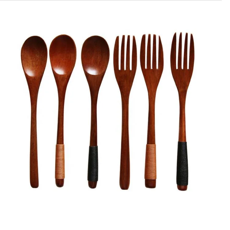 

Simple style customized logo disposable kinking wooden spoon and fork set
