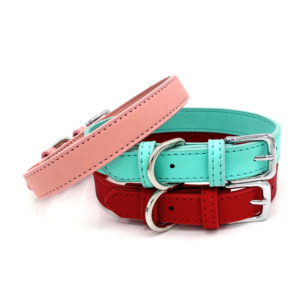 

Luxury Classic Leather Pet Collar Waterproof Leather Dog Collar, Black, red, pink, brown, light blue