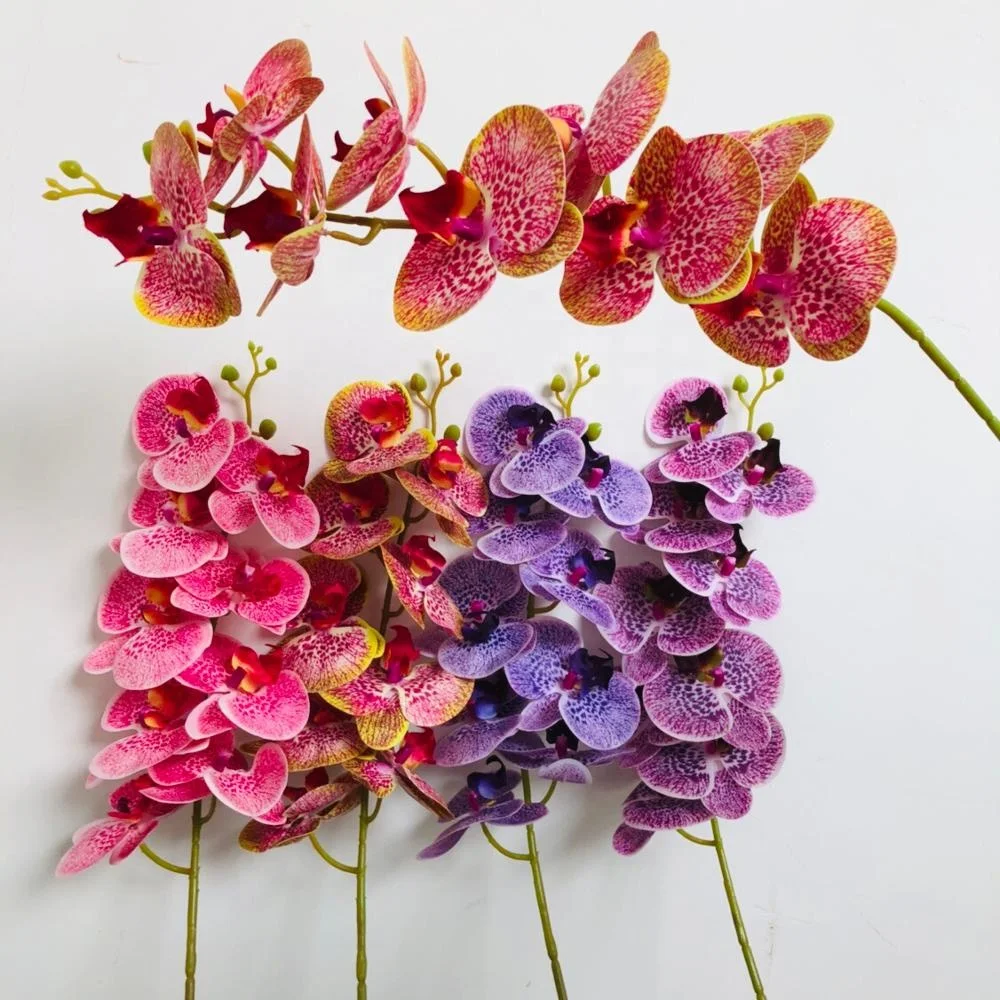 

A-3175 9Head Artificial Real Touch Orchid Flower Latex For Wedding