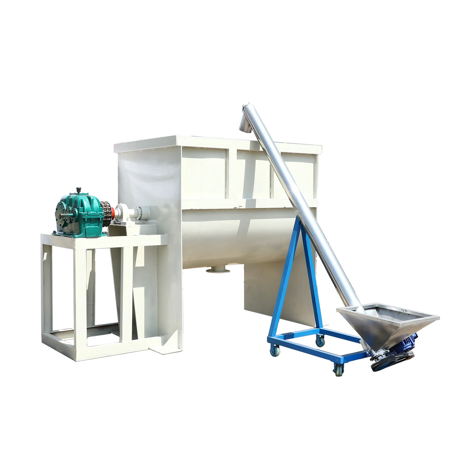 Industrial Blender Mixer Chemical Horizontal Vacuum Feed Food Fertilizer Spiral Powder Mortar 