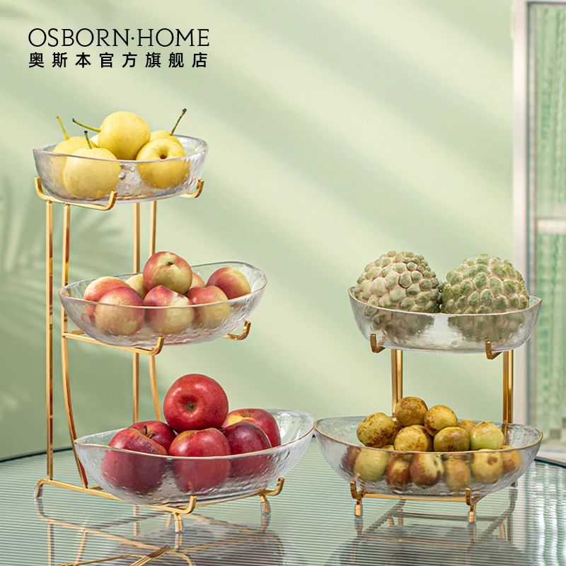 

OSBORN Creative Multilayer Glass dessert Fruit Tray Fruit Plate With Storage Box, Picture