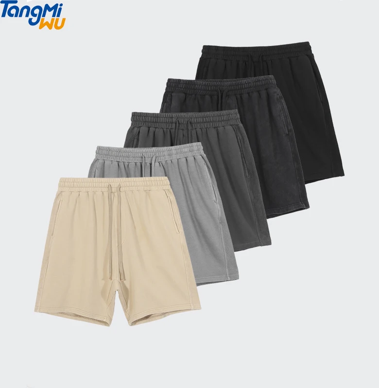 

Summer new product 350G cotton 5 color blank loose casual stretch sports sweatshorts men