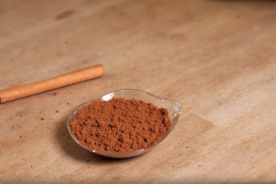 Warning sign with cinnamon powder and medical cross symbol - visual representation of cinnamon challenge dangers for social media awareness