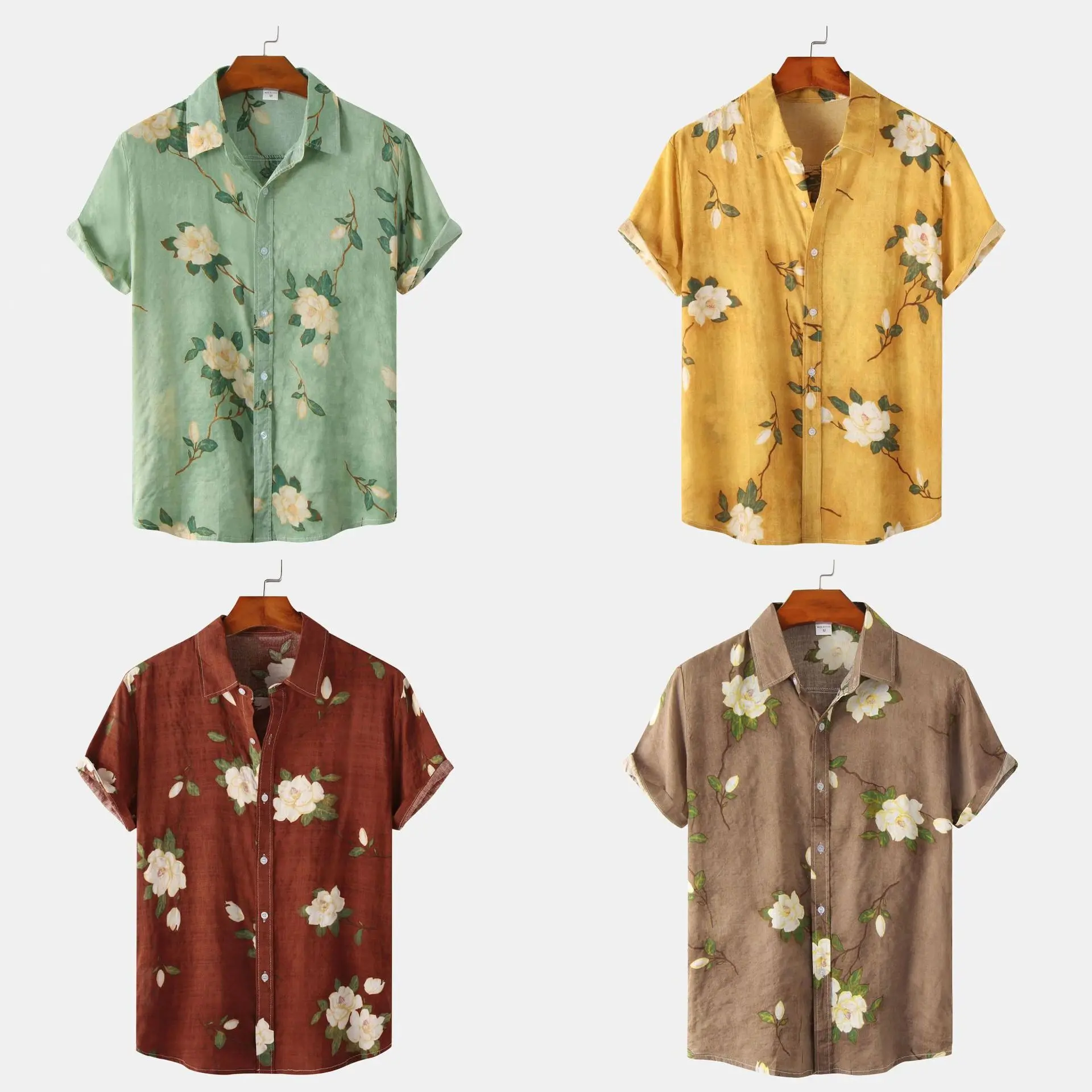 

2024 Summer New plus size Casual Fashion Men's short-sleeved shirt Men's printed shirt Men's shirt