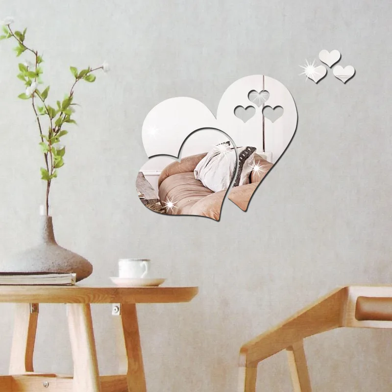 

3D acrylic mirror wall sticker wall are decals wholesales Creative home decorations, Gold and silver color