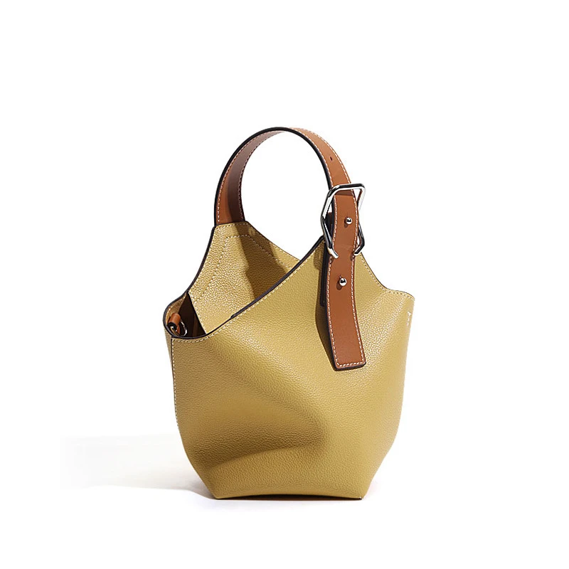 

Customized Designs Bucket Bag Real Leather Luxury Ladies Shoulder Bag Small Women Hand bags, Yellow,white