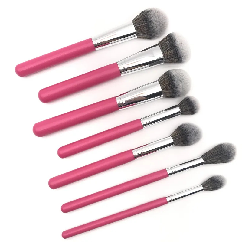

YRX W017 7PCS Pink High Quality Pink Wooden Handle Makeup Brush Set