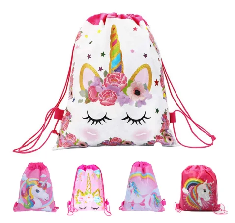 

Cartoon Unicorn Drawstring Bag Kids School Backpack Travel Storage Package Children Birthday Party Gift