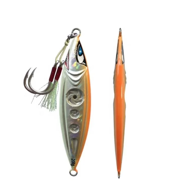 

Ocean Beach sea Bass slow pitch metal vertical with mustad hook jigging Fishing Lure, 4colors