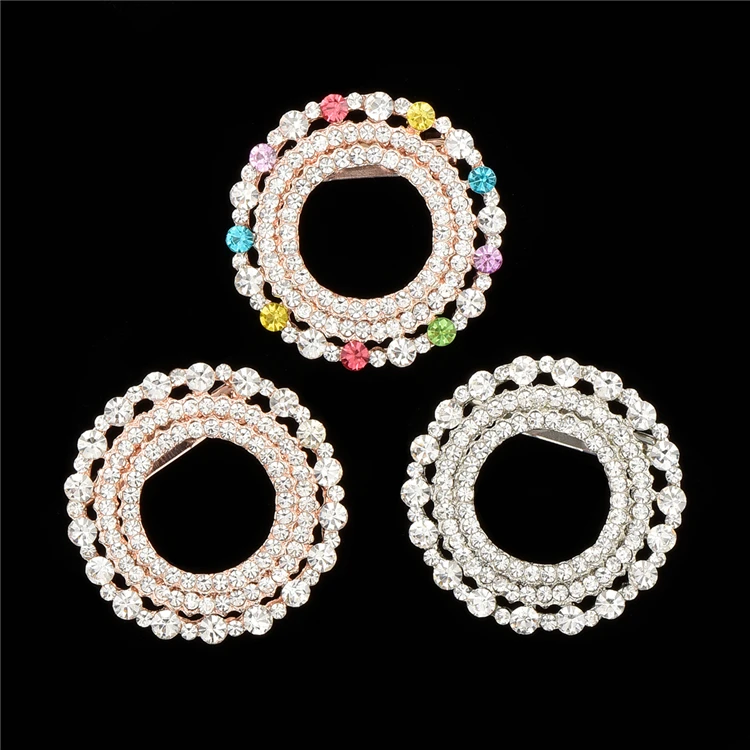 

Elegant rhinestone metal jewelry circle pin brooch pin for women decoration