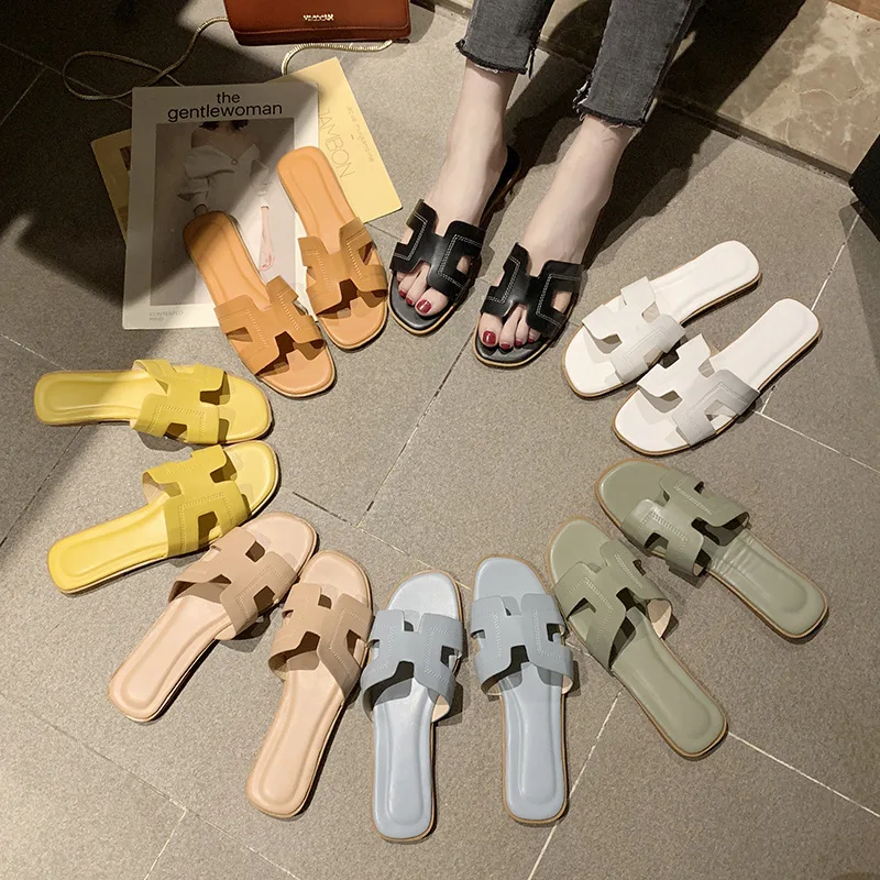 

fashion wear flat bottom word ladies sandals and slippers 2021 h type slippers women summer women outdoor sandals, As pictures