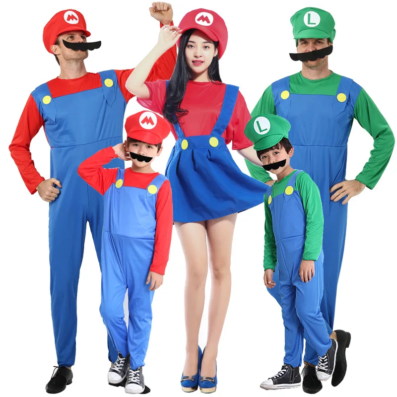 

2019 for Kids Gifts Adults and Kids Mario Bros Cosplay Dance Costume Set Children Halloween Party MARIO Costume, Picture color