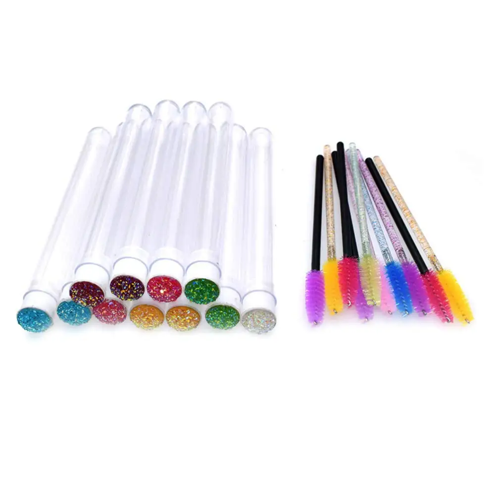 

Custom lash extension wands plastic eyelash brush diamond tube crystal mascara wand lip gloss tube free samples beauty products, Red,pink,yellow,blue