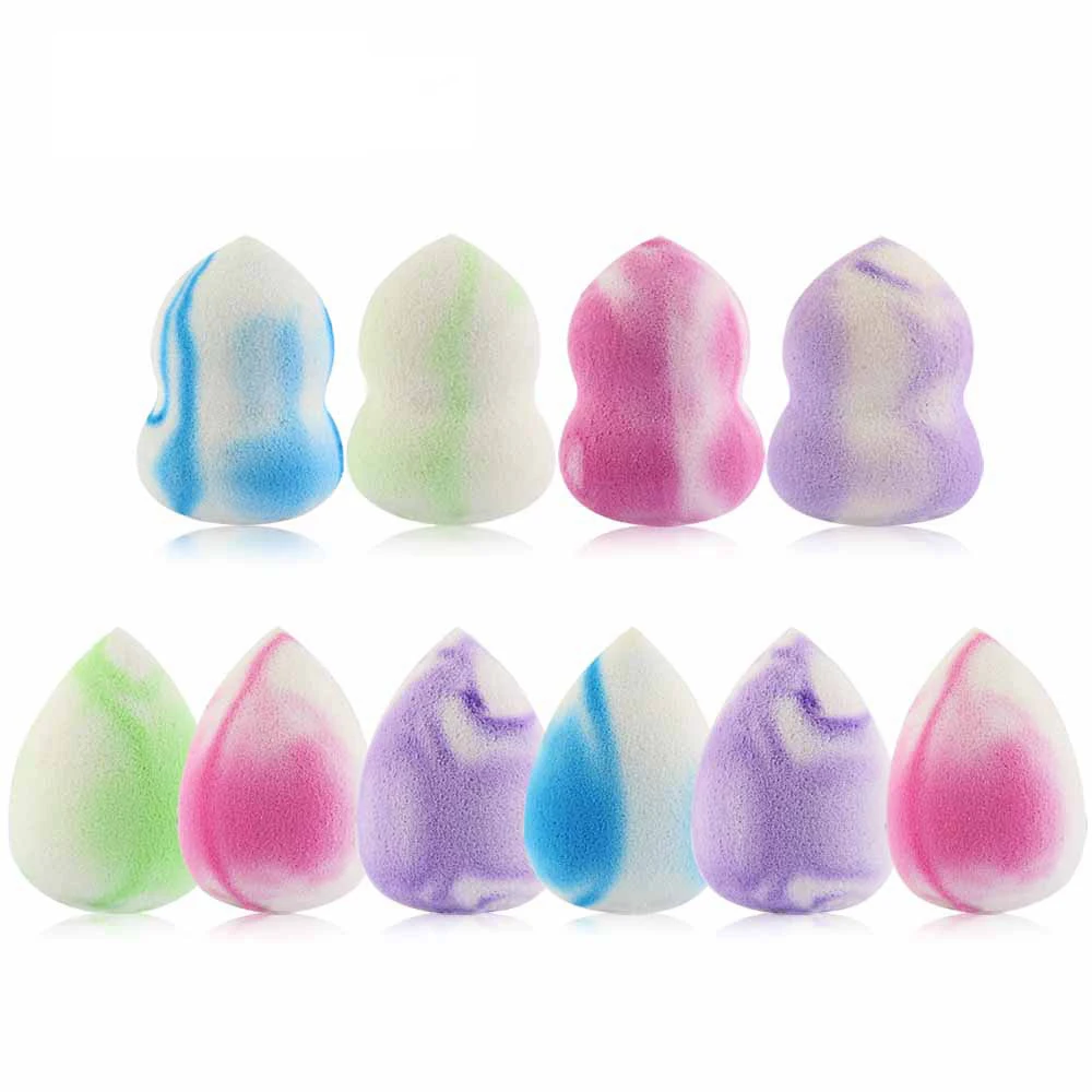 

Beaumaker 2021 New Camouflage Two-color Gourd 10PCS Makeup Sponge Set esponjas para maquillaje RTS female beauty accessories