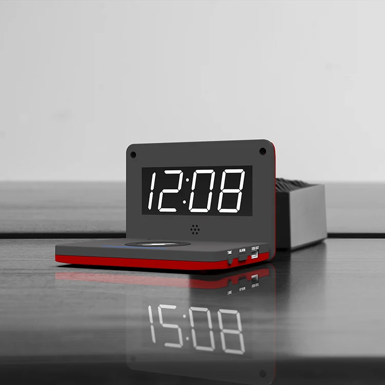 

Oem Qi Wireless Phone Charging 10w Fast Digital LED Alarm Clock, Can be customized