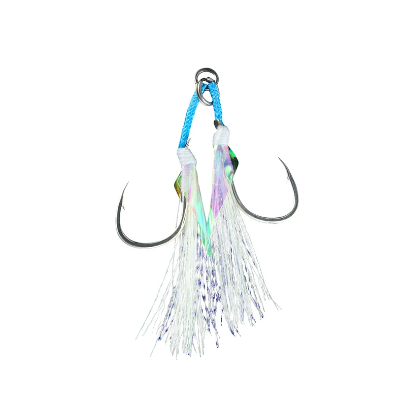 

JK LAI-L Series Saltwater Fishhooks Jigging Metal Sea Fishing Hook double assist hook with Luminous silk