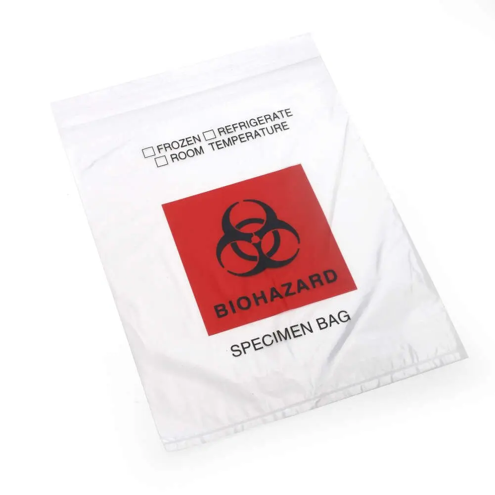 Factory Biodegradable Custom Plastic Biohazard Waste Specimen Bags