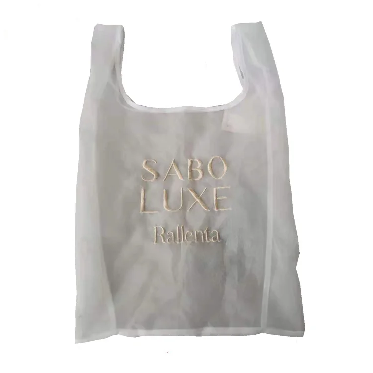 

Lightweight Organza shoulder handbag Bags Large transparent shopping grocery bag with embroidery