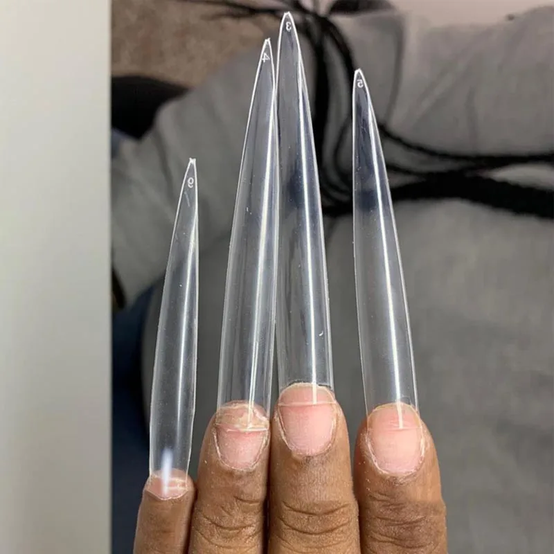 

12/120Pcs/Bag Transparent Natural XXXL Extra Long Stiletto False Nail Tips Half Cover Nails Fales Tip