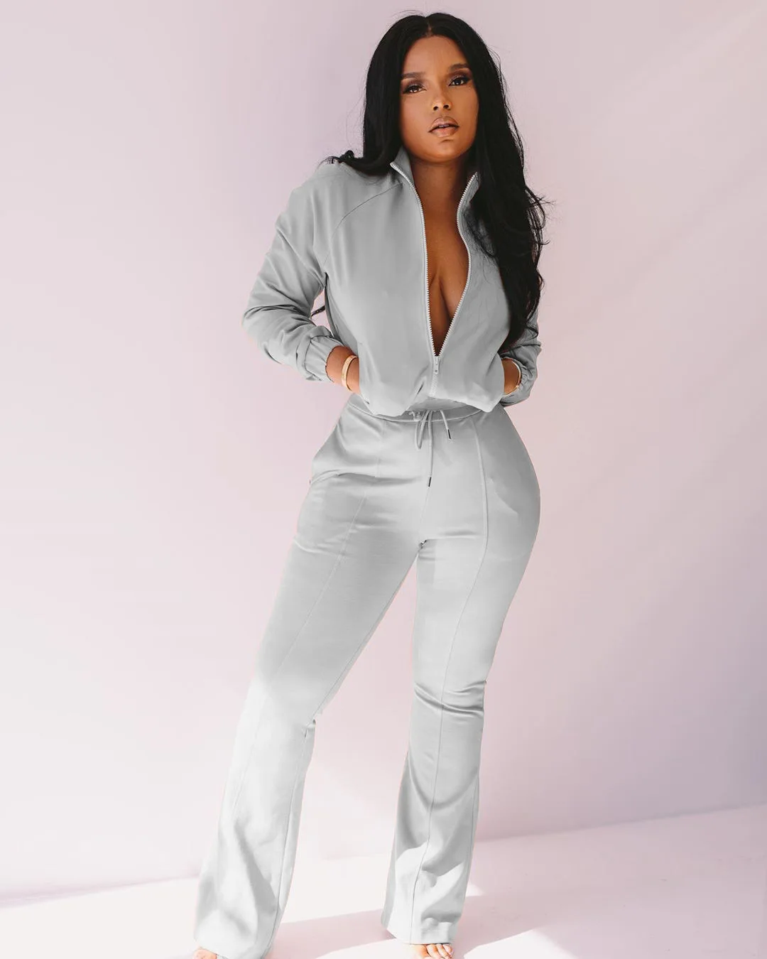 

Fall Clothes Ladies Sets Clothing Long Sleeve tracksuit women sport outfit Pure Solid Color Zip Up Casual 2 Piece Pants Set, Pink,gray,rose red,yellow,black,green,brown