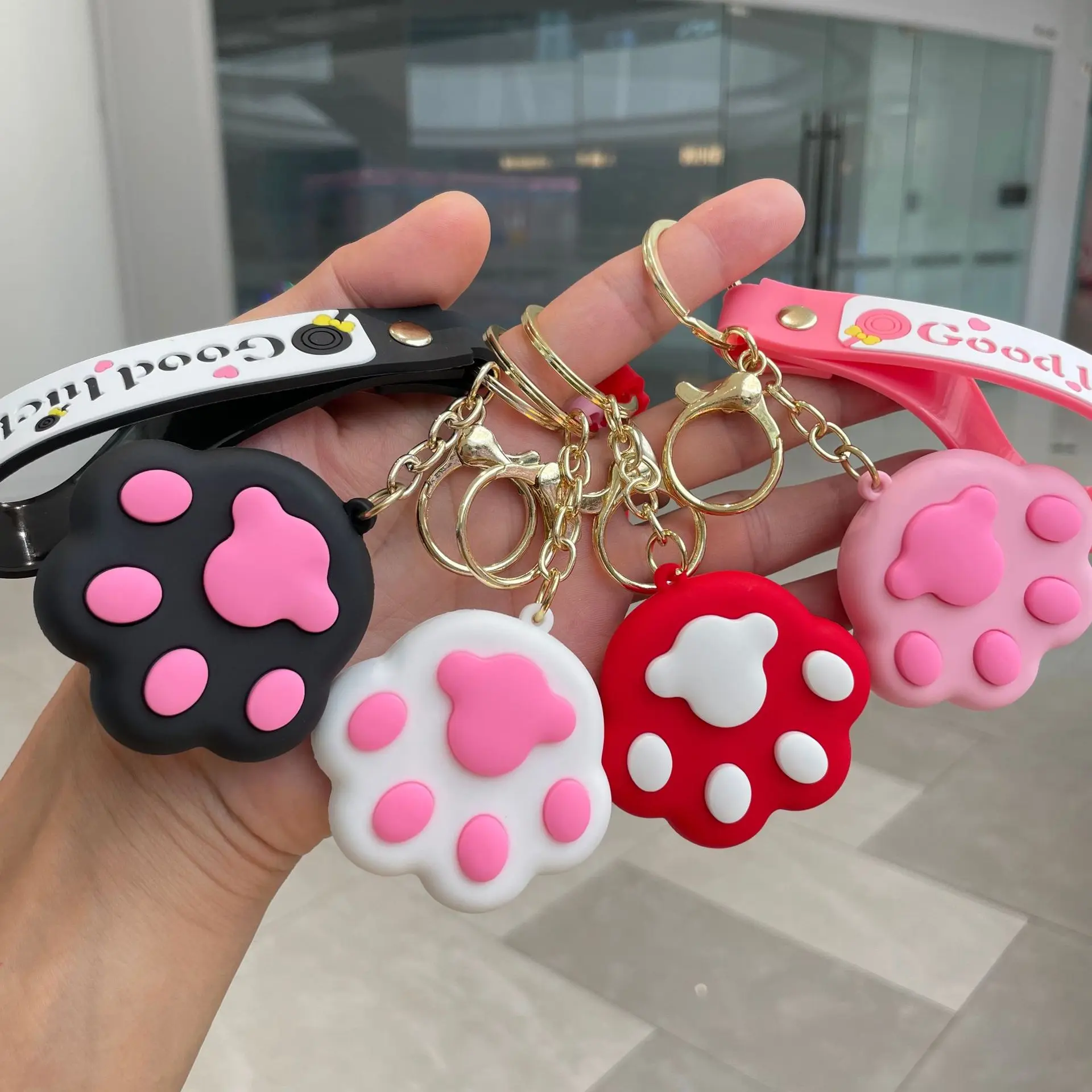 

GT Hot selling pvc 3D cute Kitten Paw Key Chain Bag Pendant Cat Keychain