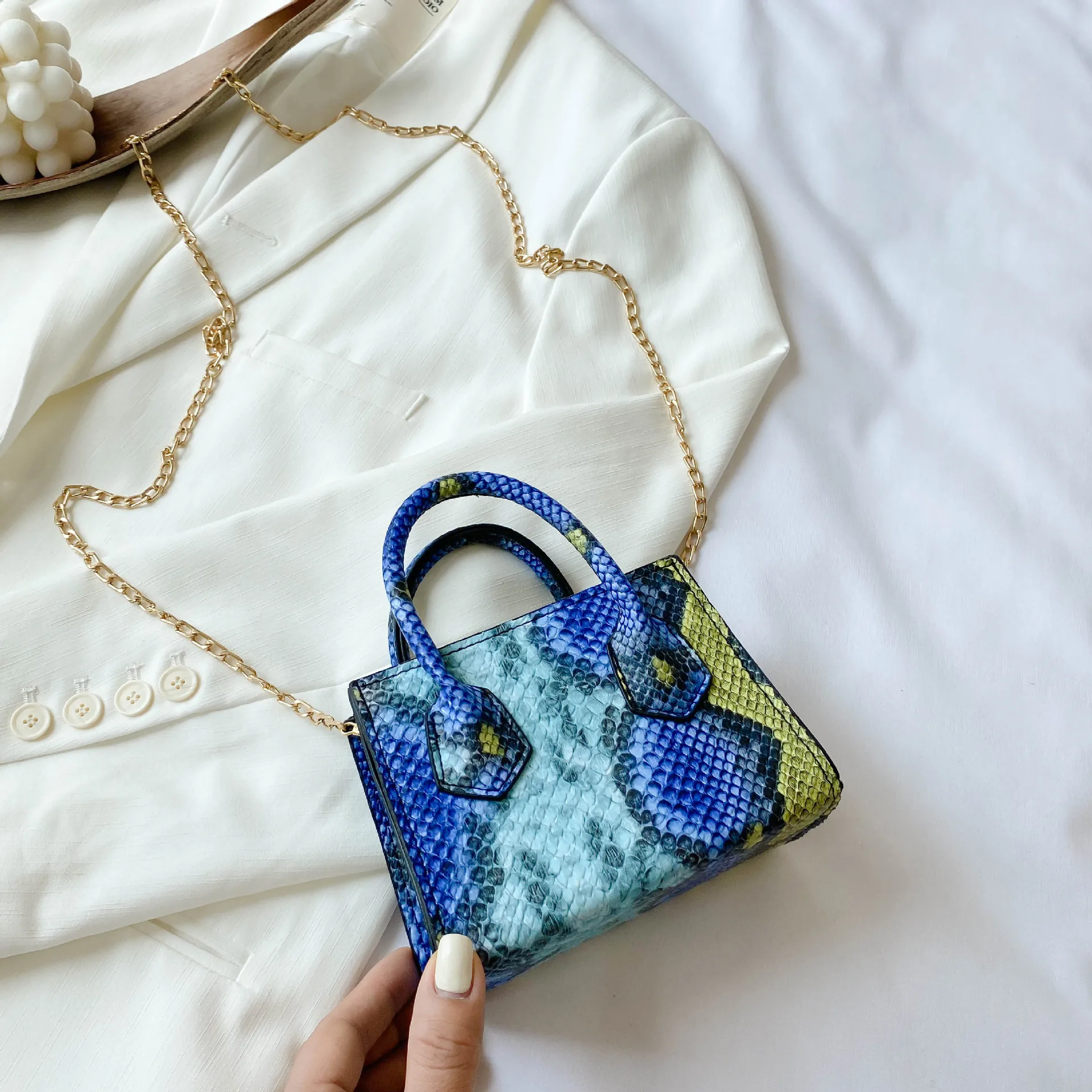 

Luxury design ladies women pu leather purses shoulder bag Snake skin ladies handbags