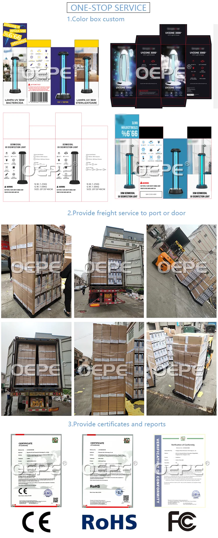 UV-C Lamp Kill Bacteria 150W Ozone Quaretz Remote Control Wall Mounted UV Disinfection Germicidal Lamp  With Motion Sensor