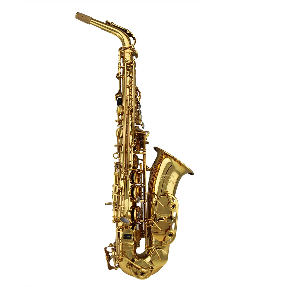 

High Quality Popular Grade Gold Lacquer Alto Saxophone EB Brass TIDE Music Hard Rubber AS2000 CN;SHN