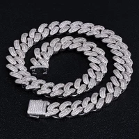 

KRKC 16mm 22inch White Gold Plated Big Iced Out CZ Miami Hip Hop Jewelry Cuban Link Chain