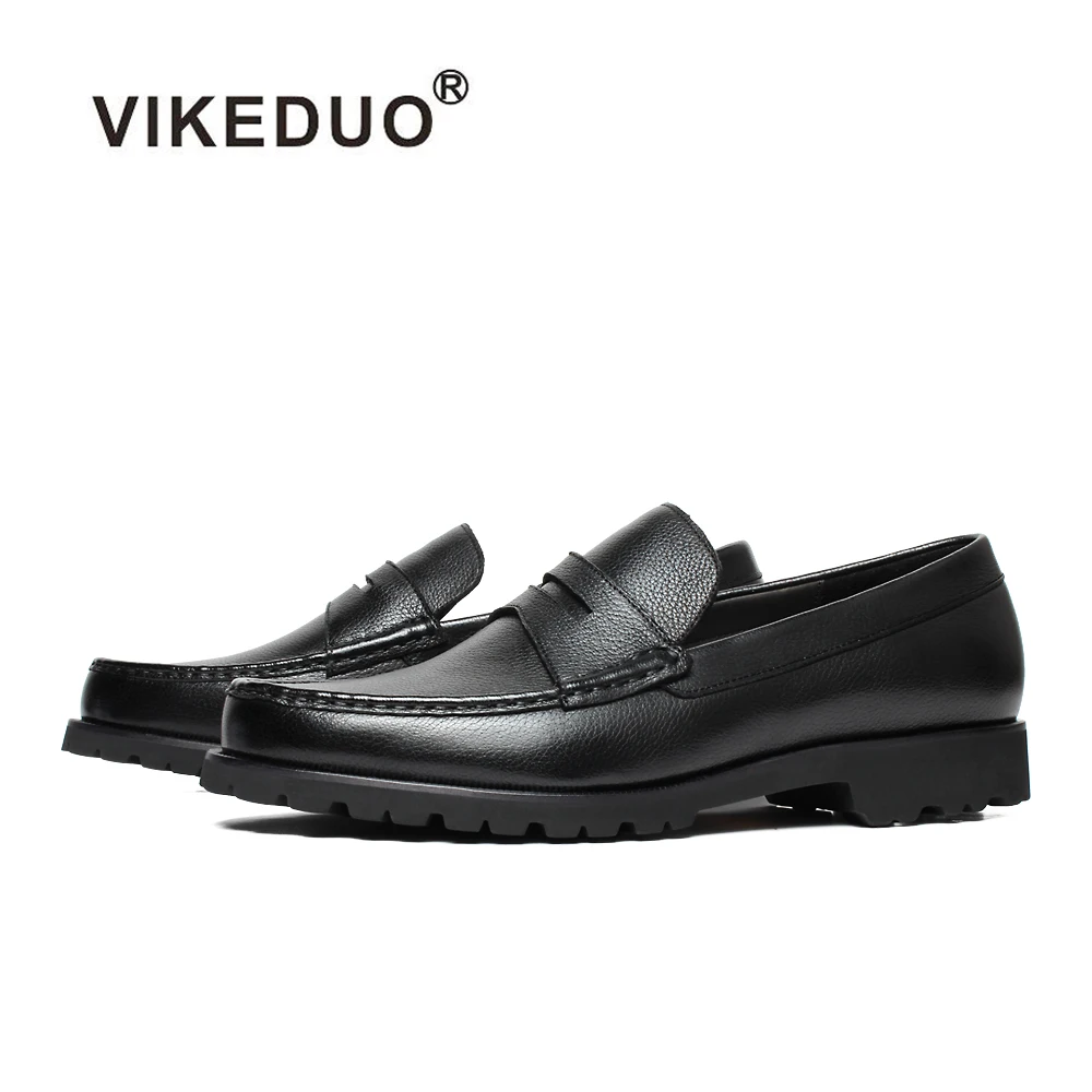 

Vikeduo Hand Made Softable Footwear Designer Black Penny Loafer Deerskin Leather Branded Luxury Loafers Men Shoes