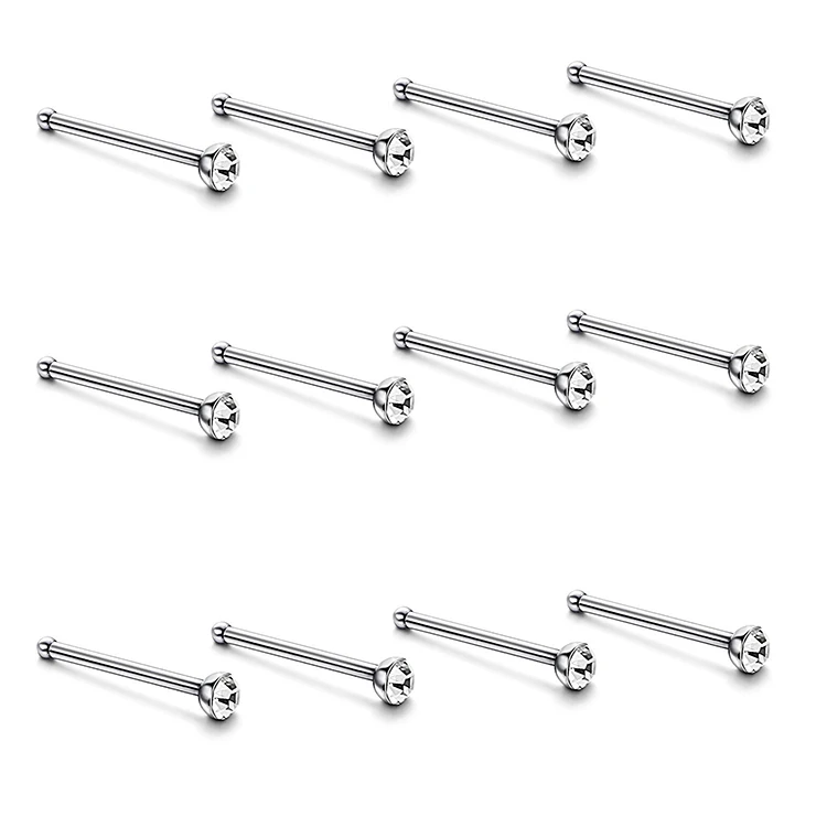 
VRIUA 60Pcs/Set Nose Ring Fashion Body Jewelry Nose Studs Stainless Surgical Steel Nose Piercing Acrylic Stud Ring for Women Gif 
