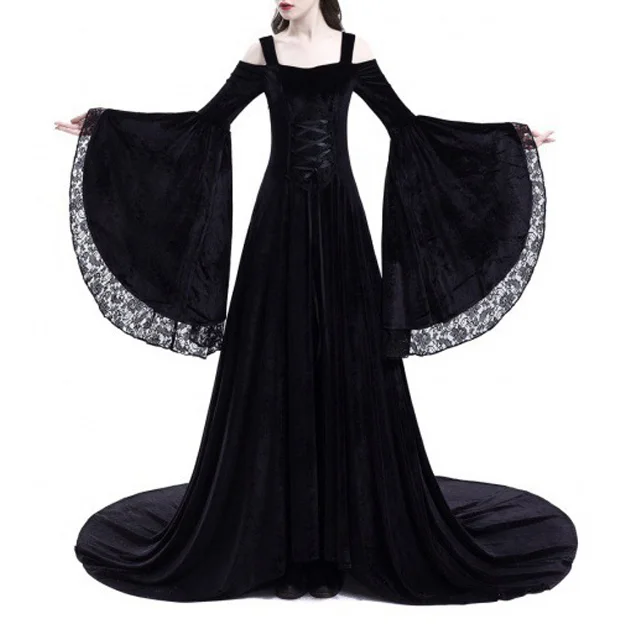 

Ecoparty Gothic Halloween Cosplay Queen Costumes Women Medieval Princess Dress, Picture color