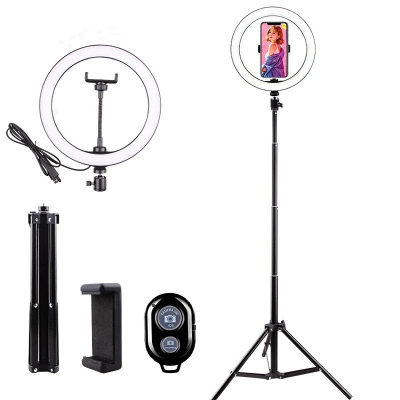 

33cm Selfie LED Ring Light with 1.6m Tripod Stand for Live Streaming Makeup Video 13 Inch Dimmable Photography Lighting