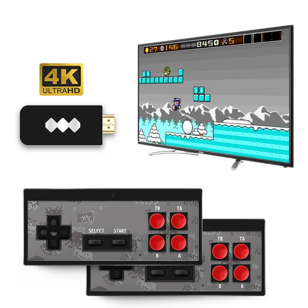 

Wholesale Classic Mini TV Game Console 4K HD Retro Video Game Built-in 621 Games With Double Gamepads