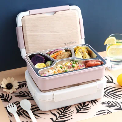 

Custom LOGO Not leaking Stainless Steel 304 Bento Lunch Box Food Container Snack Storage Box Bento Box Stainless Steel