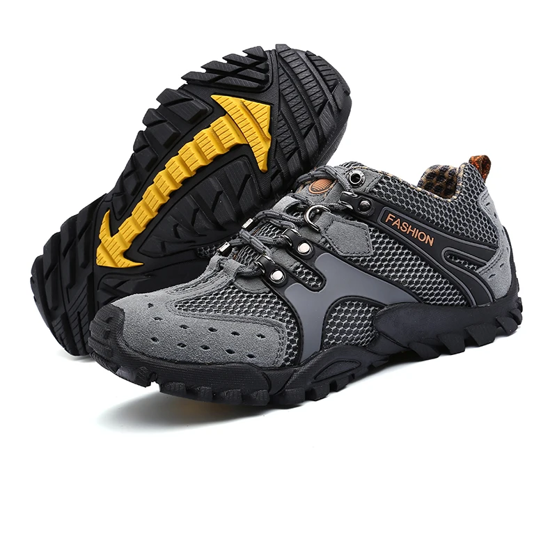 

Wholesale Breathable High Quality Men Casual Outdoor hiking shoes working shoes for men, Black khaki dark brown