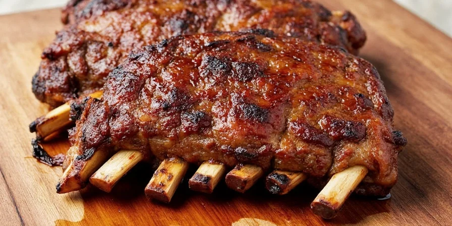 Oven roasted ribs resting after cooking