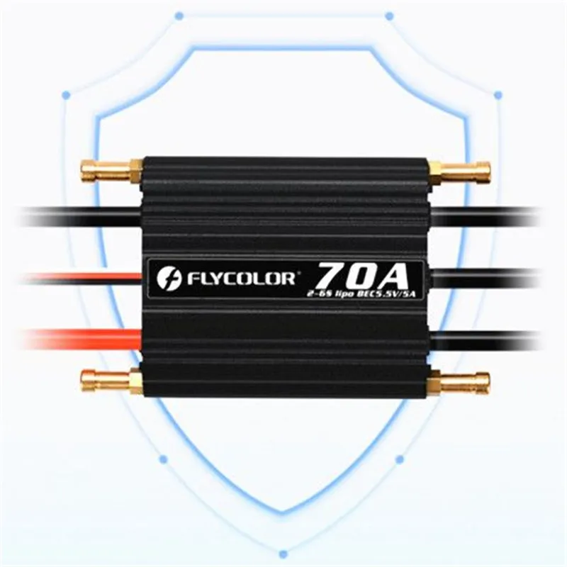 

Flycolor 70A Speed Controller Brushless ESC Support 2-6S BEC 5.5V/5A for Model Ship RC Boat