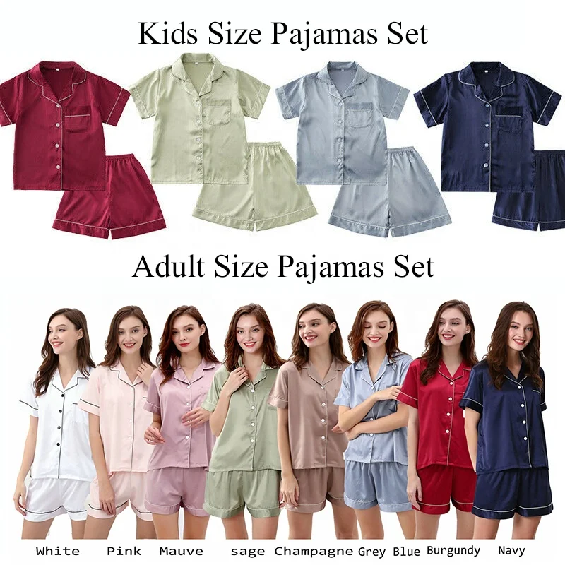 

Pajamas set women pajamas kids pajama Sleepwear satin nighty nightclothes HOT STYLE 6015, Many colors