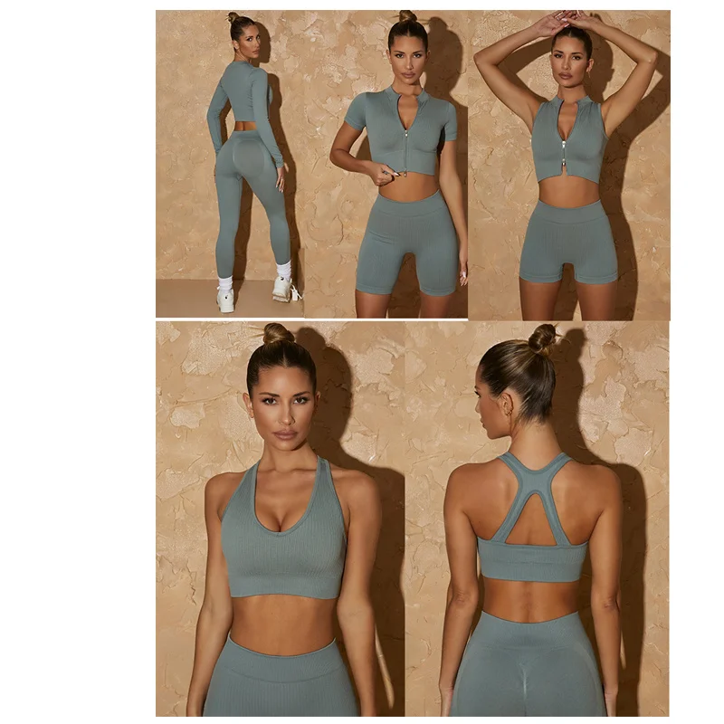 

Hot Selling Sport Wears Women Seamless Scrunch Butt Leggings Yoga Fitness Clothing Seamless Bras Set