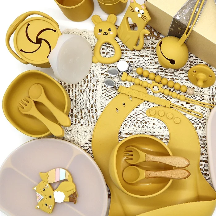 

Soft Suction Food Grade Silicone Baby Bowl and Spoon for Kids, 6 colors