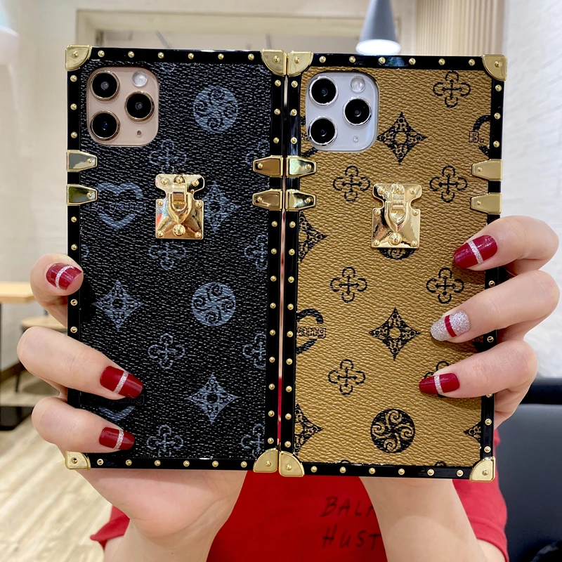 

Luxury Square PU Leather Case For Xiaomi 9 10 lite Redmi 9 9A 9C Note 7 8 9 Pro 9S Fashion Geometric Vintage Lattice Phone Cover