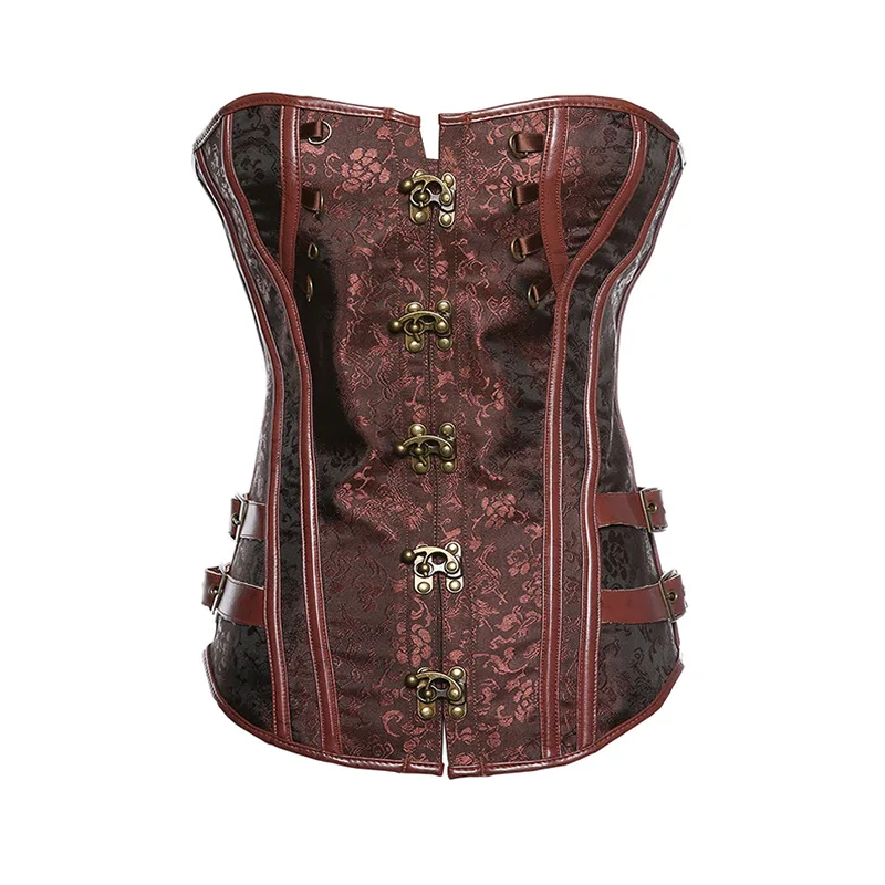 

gothic punk brown leather garment ancient with gothic garment belly in long tunic suit a corset