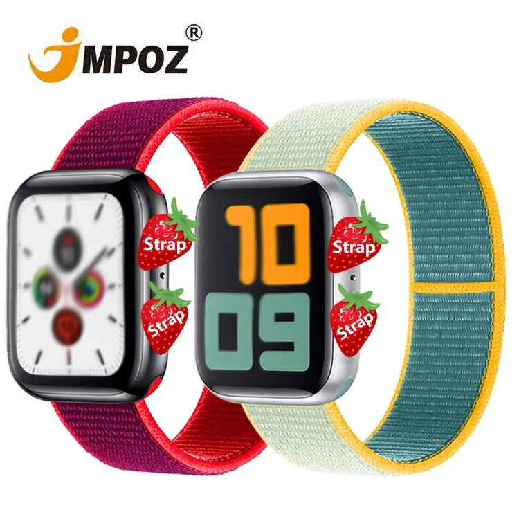 

JMPOZ Nylon Wristbands For Apple Watch Band 38/40mm 42/44mm,Woven Nylon Sport Loop Replacement W26 T500 X7 W46 Watch Band Strap