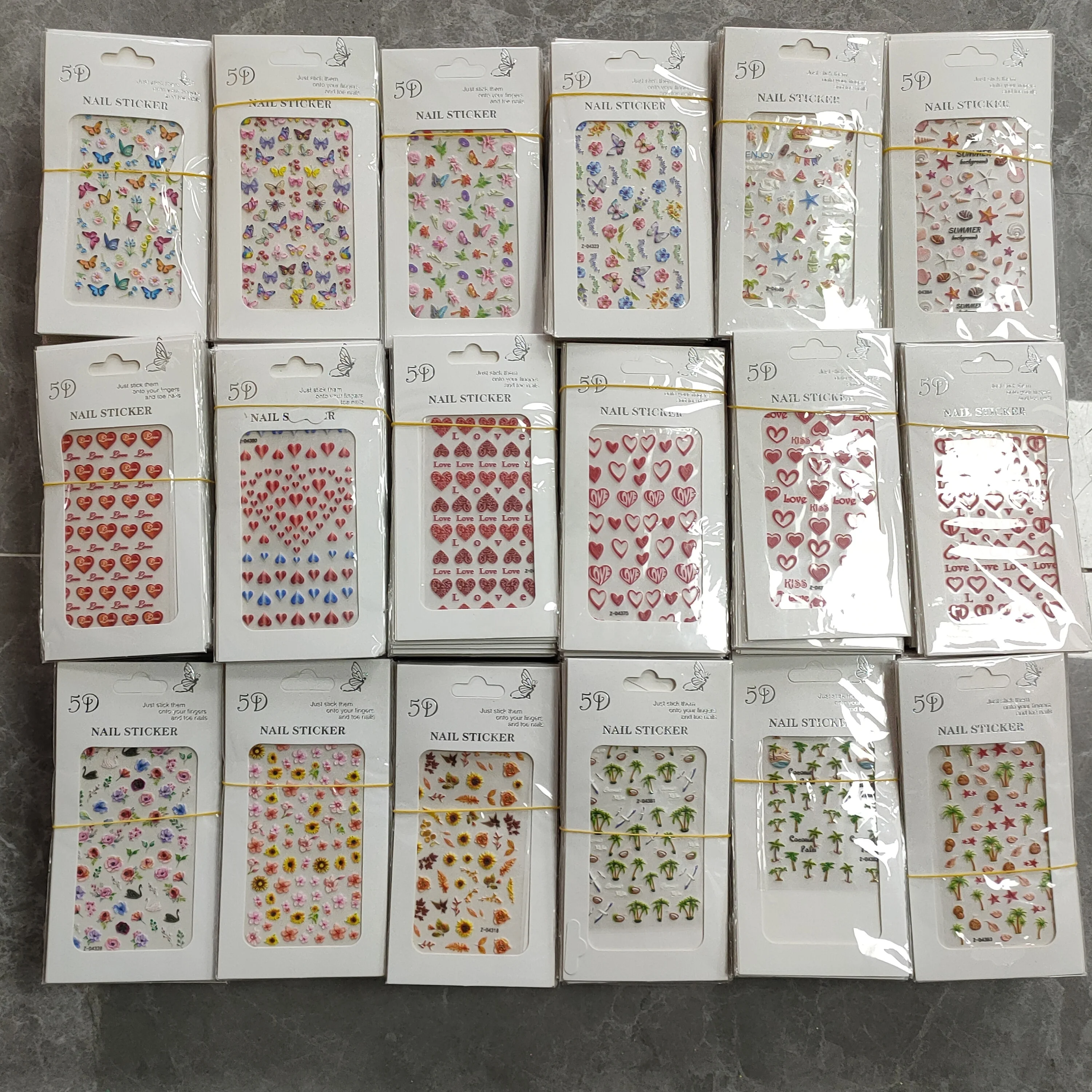 

Professional 5D Nail Sticker Decals Laser Multi-design DIY Stickers Nail Art Decoration, As pictures