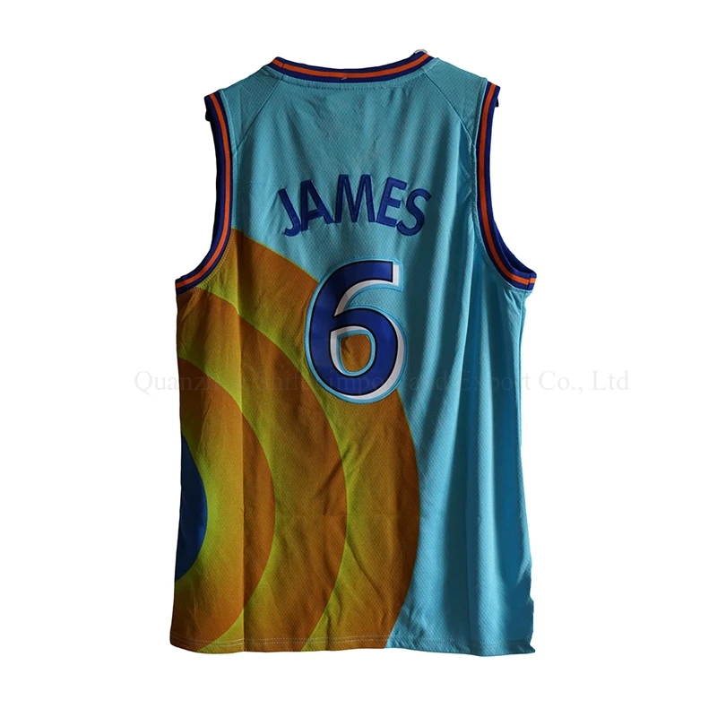 

Customized Movie Space Jam Jersey Men's 2021 New JAMES 6# Blue Basketball Jerseys