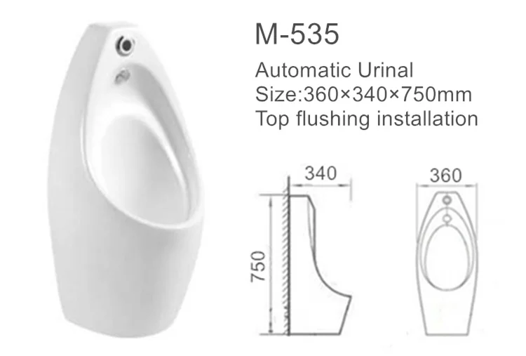 Men's Automatic Sensor wall mount ceramic urinal for auto flush