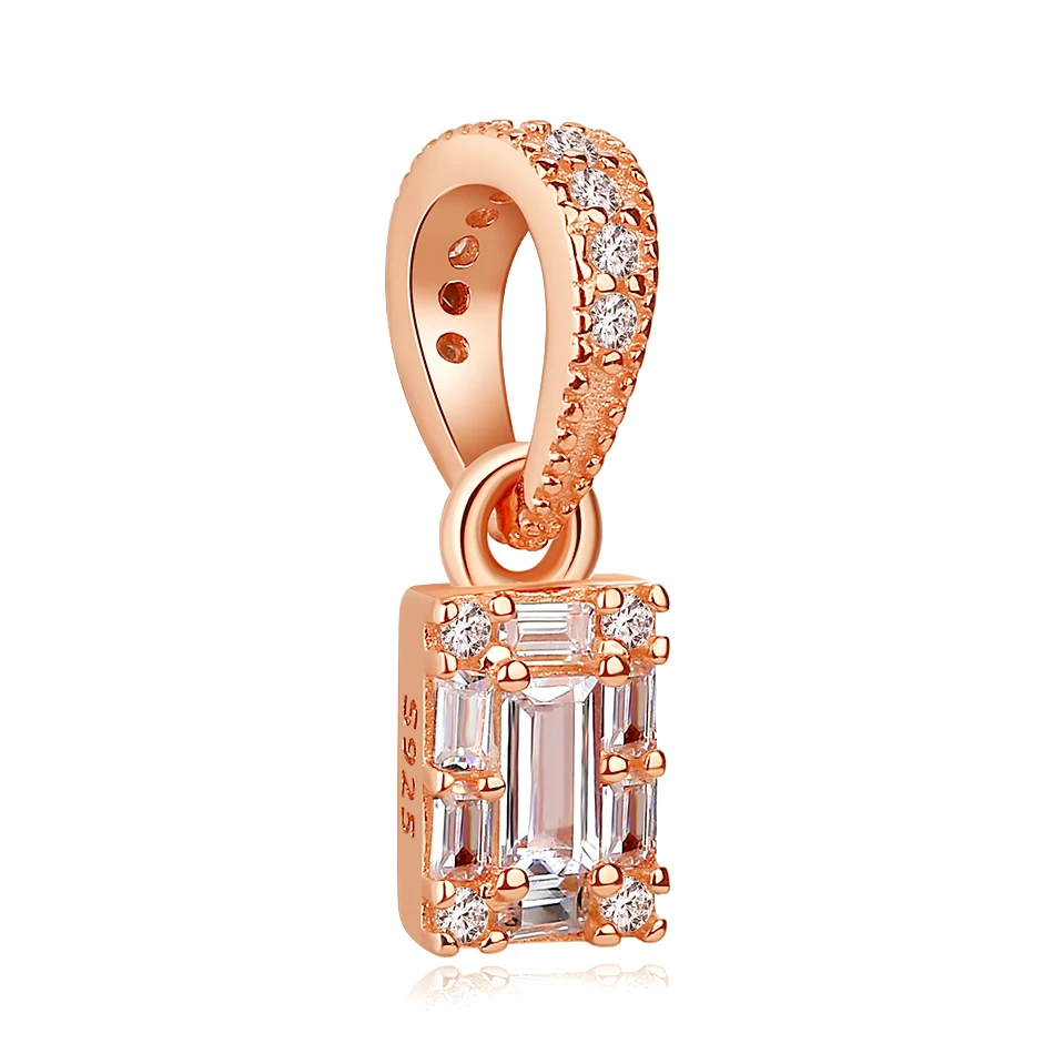 

Luxury Authentic 925 Sterling Silver Charm With 14K Rose-gold Crystal Charm Beads fit Women Fashion Jewelry Gift